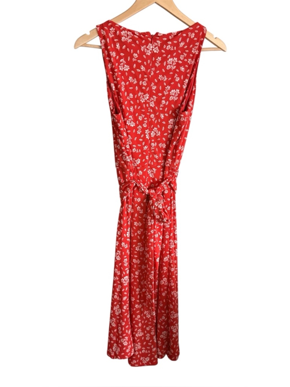 Lauren Ralph Lauren Women’s Red Floral Sleeveless Wrap Midi Dress, size 8 - Picture 5 of 12